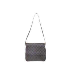 CELINE Macadam Shoulder Bag Brown Black Leather